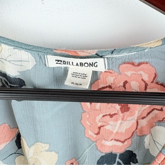 Billabong Your Love Skater Mini Dress Blue Pink Floral Flowy Rayon Boho Medium - Picture 5 of 12